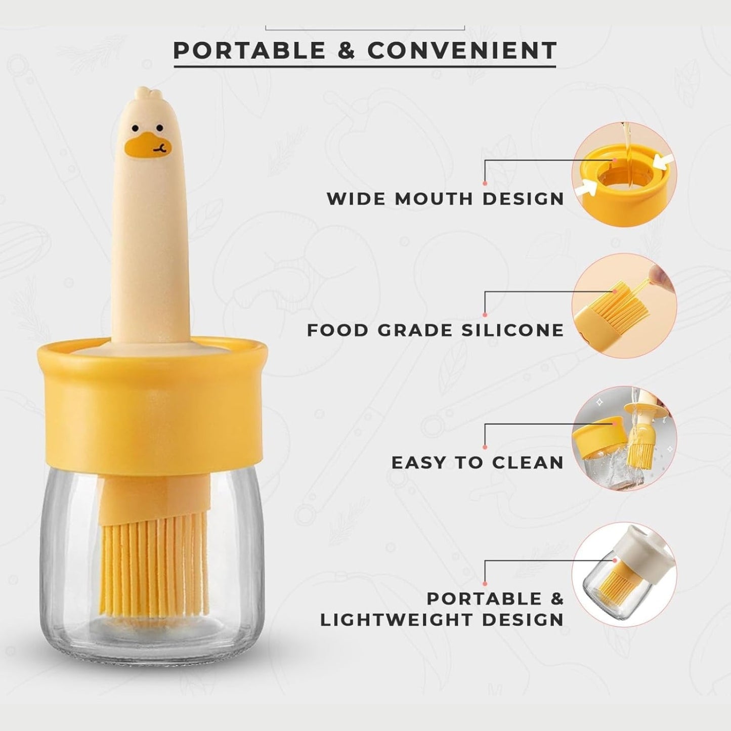 Cute Duck Design Oil Dispenser with Silicone Brush (Buy 1 Get 1 Free)