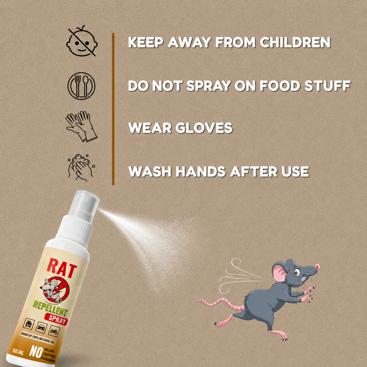 Rat Repellent Spray – Safe, Effective, and Eco-friendly (Buy 1 Get 1 Free)