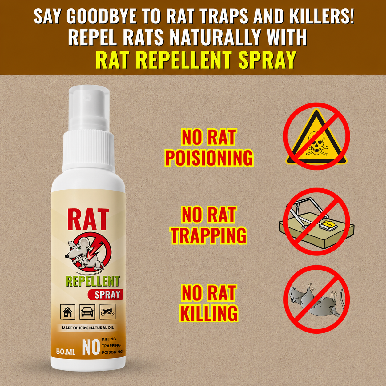 Rat Repellent Spray – Safe, Effective, and Eco-friendly (Buy 1 Get 1 Free)