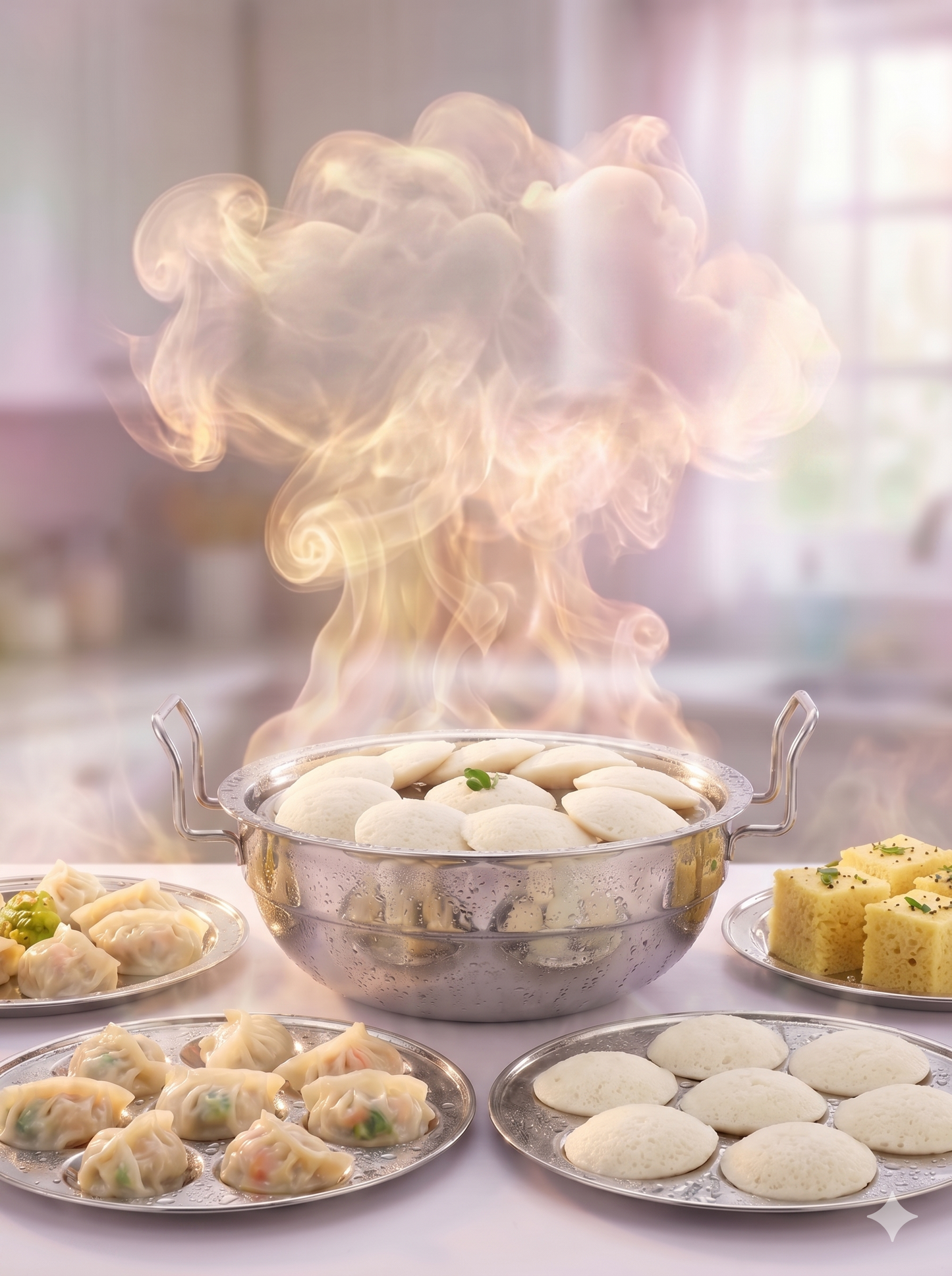 Stainless Steel Multi Kadai – Copper Bottom Idli, Dhokla & Momo Steamer | Big Size All-in-One Cookware