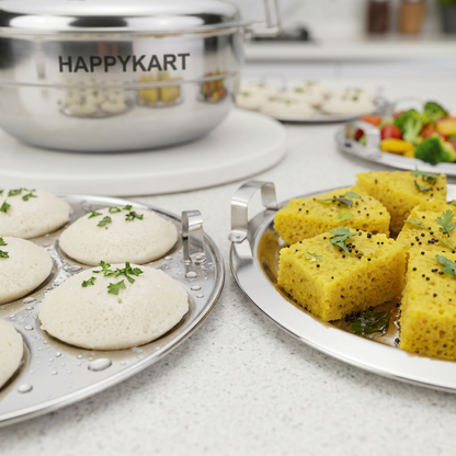 Stainless Steel Multi Kadai – Copper Bottom Idli, Dhokla & Momo Steamer | Big Size All-in-One Cookware