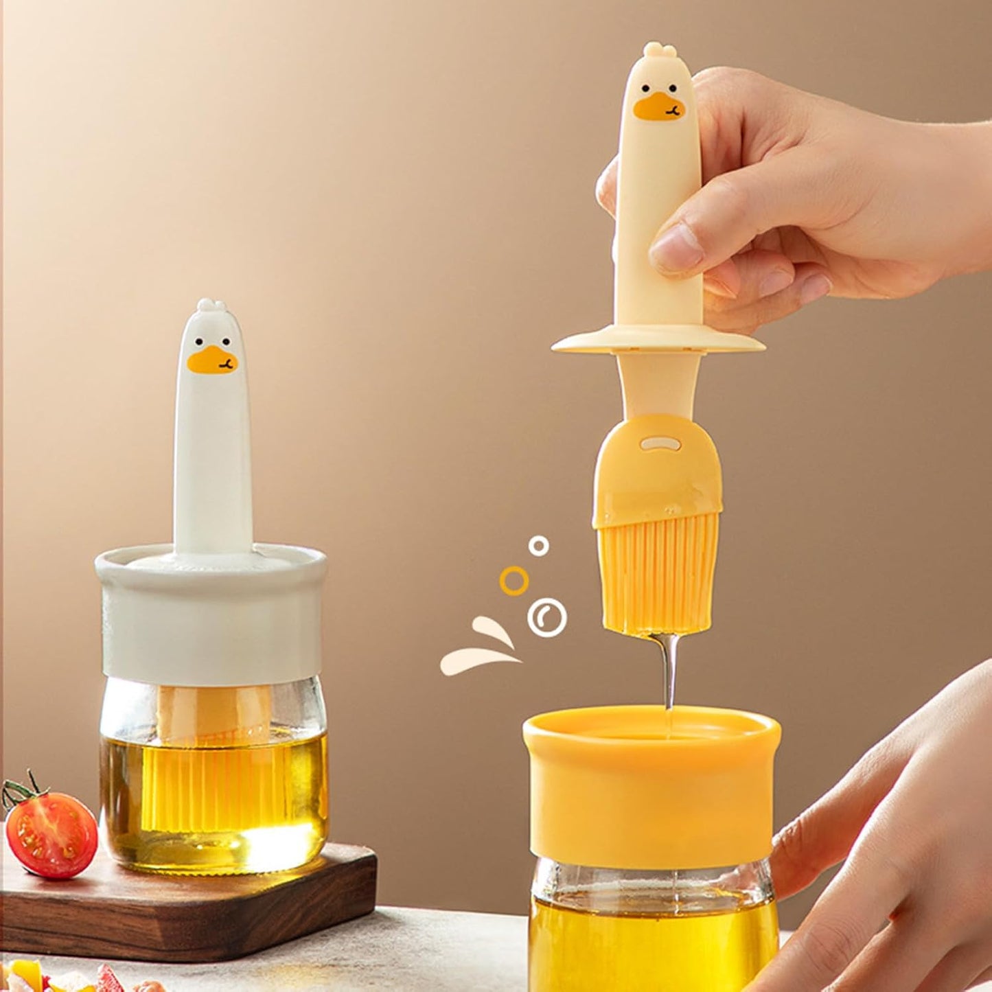 Cute Duck Design Oil Dispenser with Silicone Brush (Buy 1 Get 1 Free)